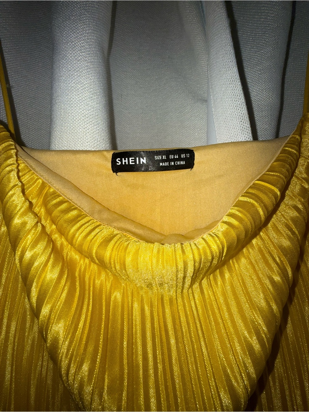 SHEIN Yellow Pleated Satin Slip Dress - Picture 3 of 3